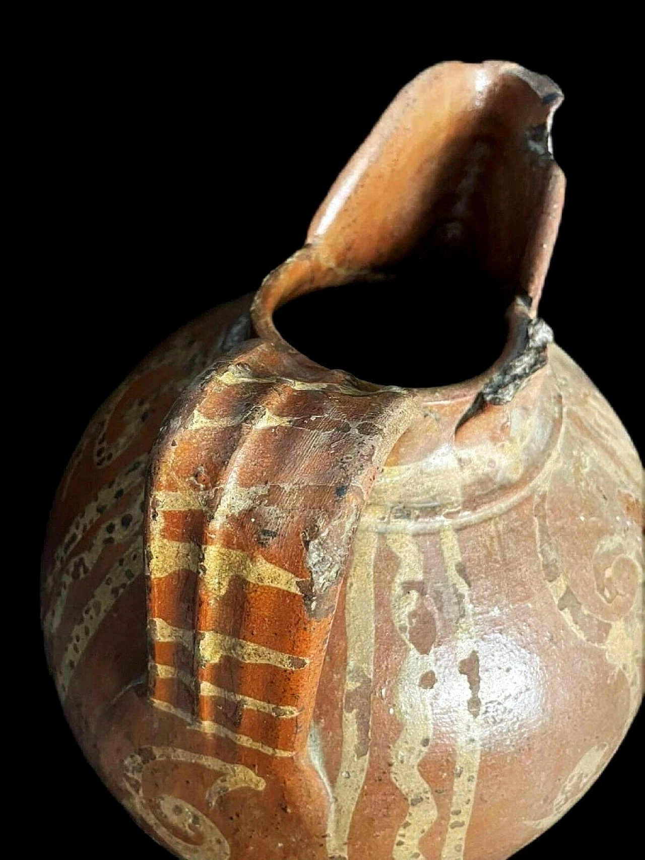 Orcio a beccaccia in terracotta invetriata e dipinta, '600 8