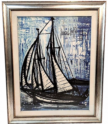 Bernard Buffett, Le Yacht, litografia su cartone, 1959