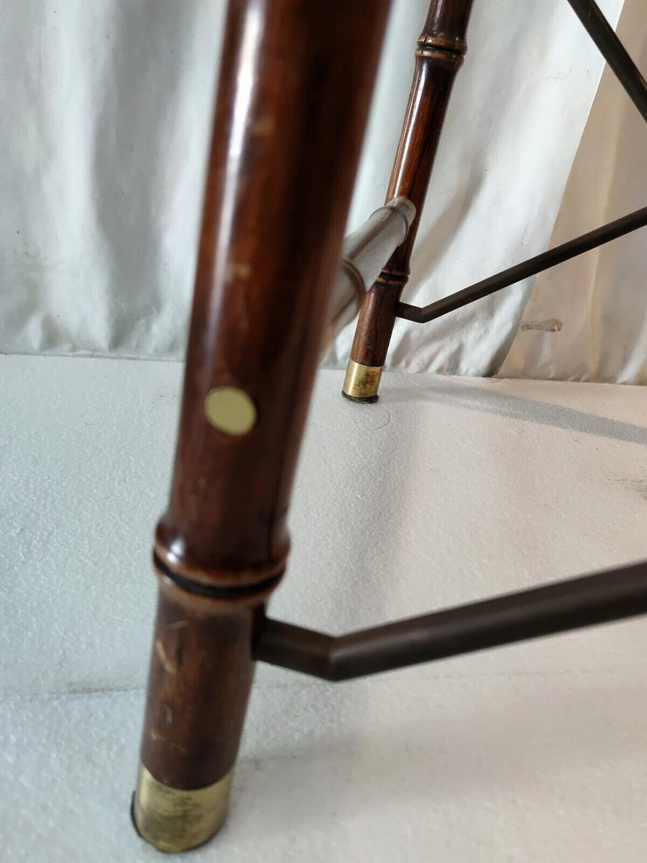 Poltrona da regista Safari in bambù, ottone e tessuto, anni '60 8