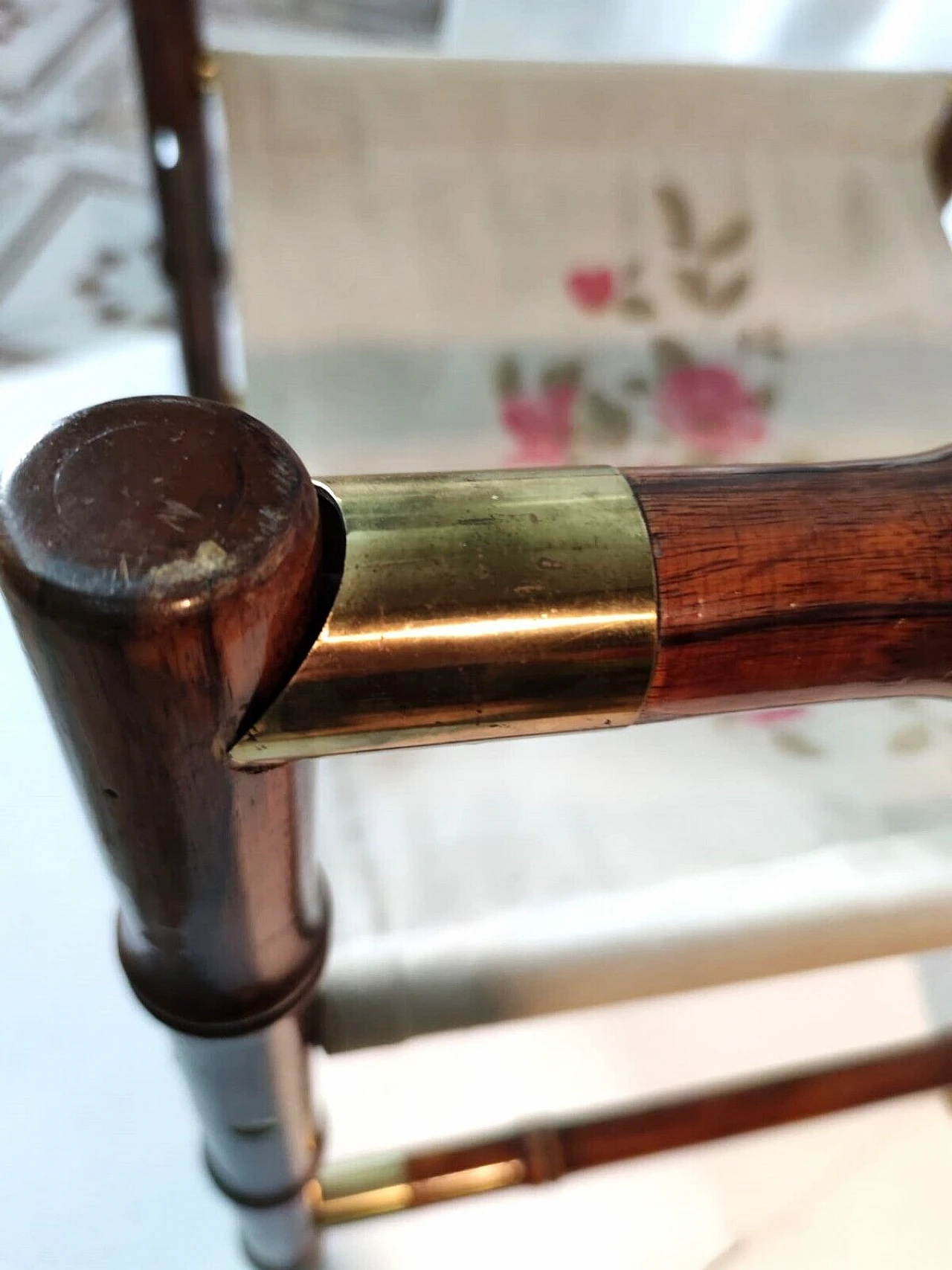 Poltrona da regista Safari in bambù, ottone e tessuto, anni '60 10