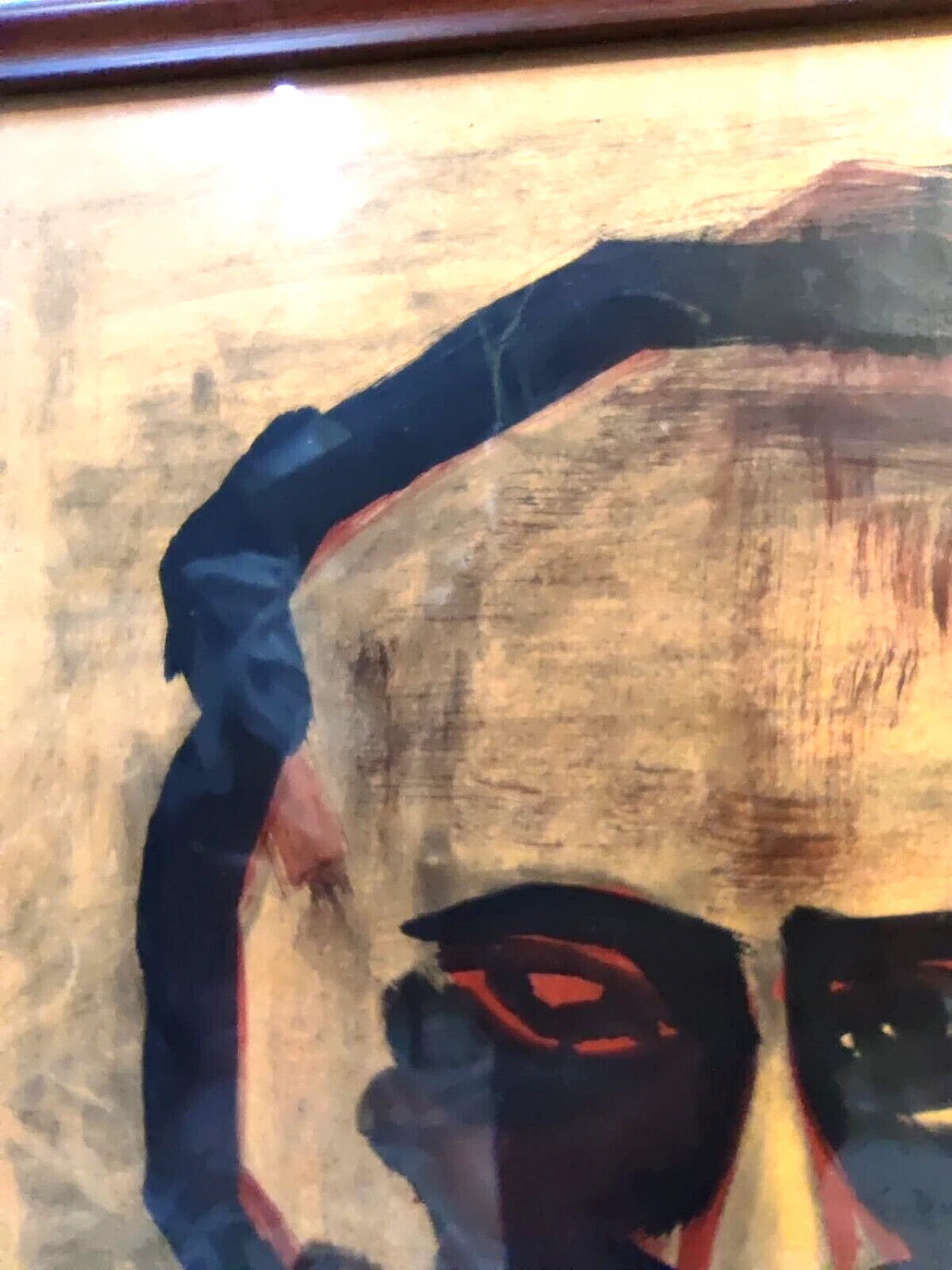 Mussolini, dipinto a tempera su carta attribuito a M. Sironi, anni '60 3