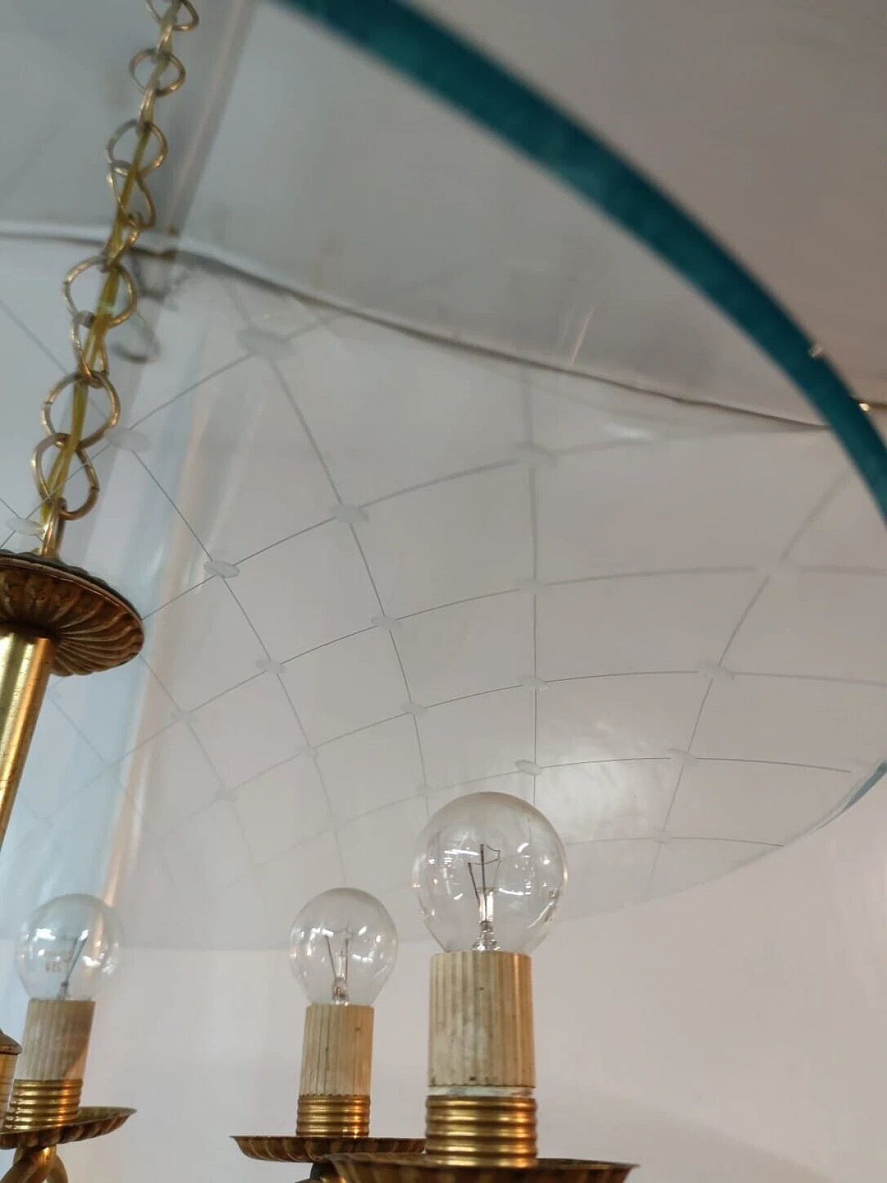 Lampadario in ottone e cristallo di Chiesa per Fontana Arte, anni '40 10