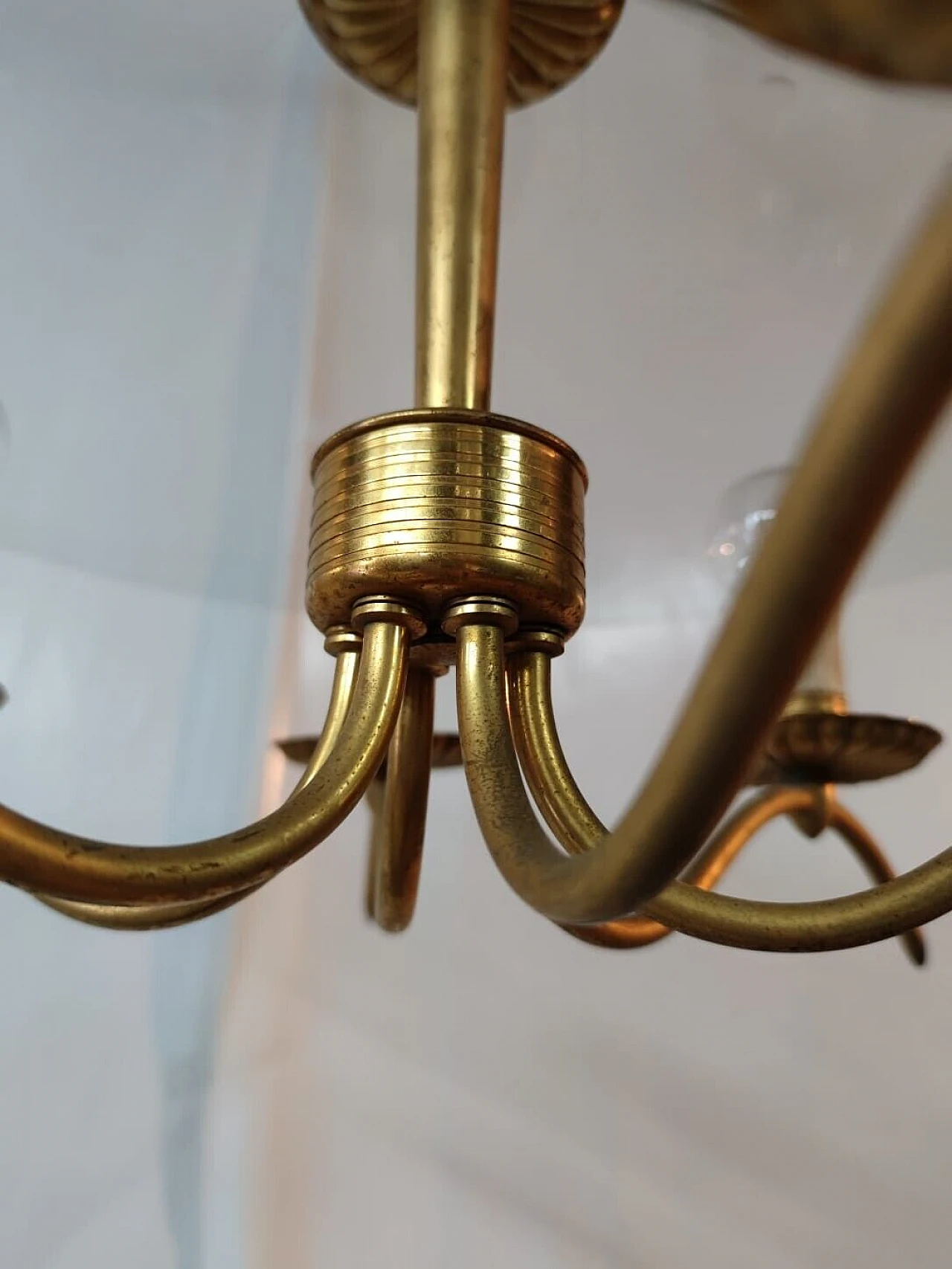 Lampadario in ottone e cristallo di Chiesa per Fontana Arte, anni '40 18