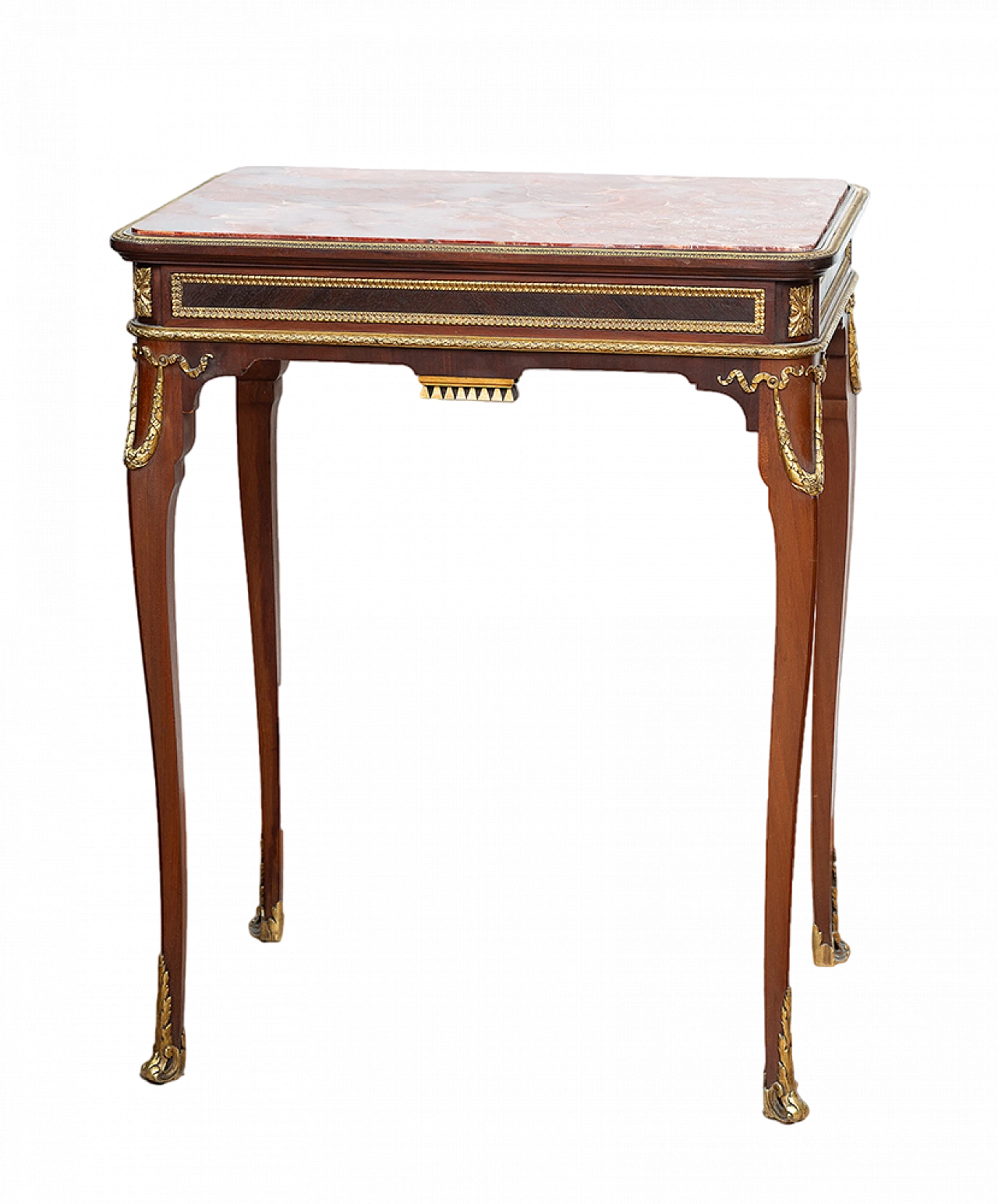 Mahogany coffee table with marble top & bronze details, 19th century 8