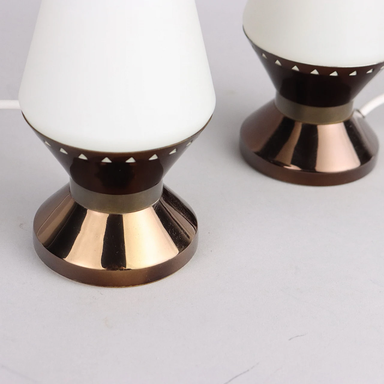 Pair of table lamps in glass and brass by Stilnovo, 1960s 6