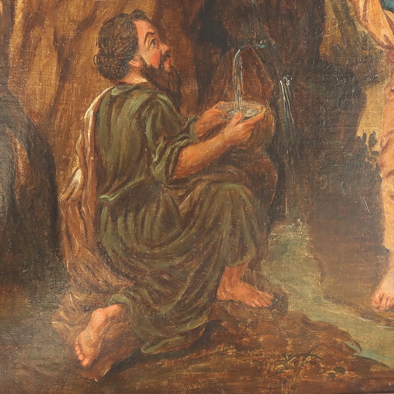 Mosè fa scaturire l'acqua dalla roccia, olio su tela, '700 5