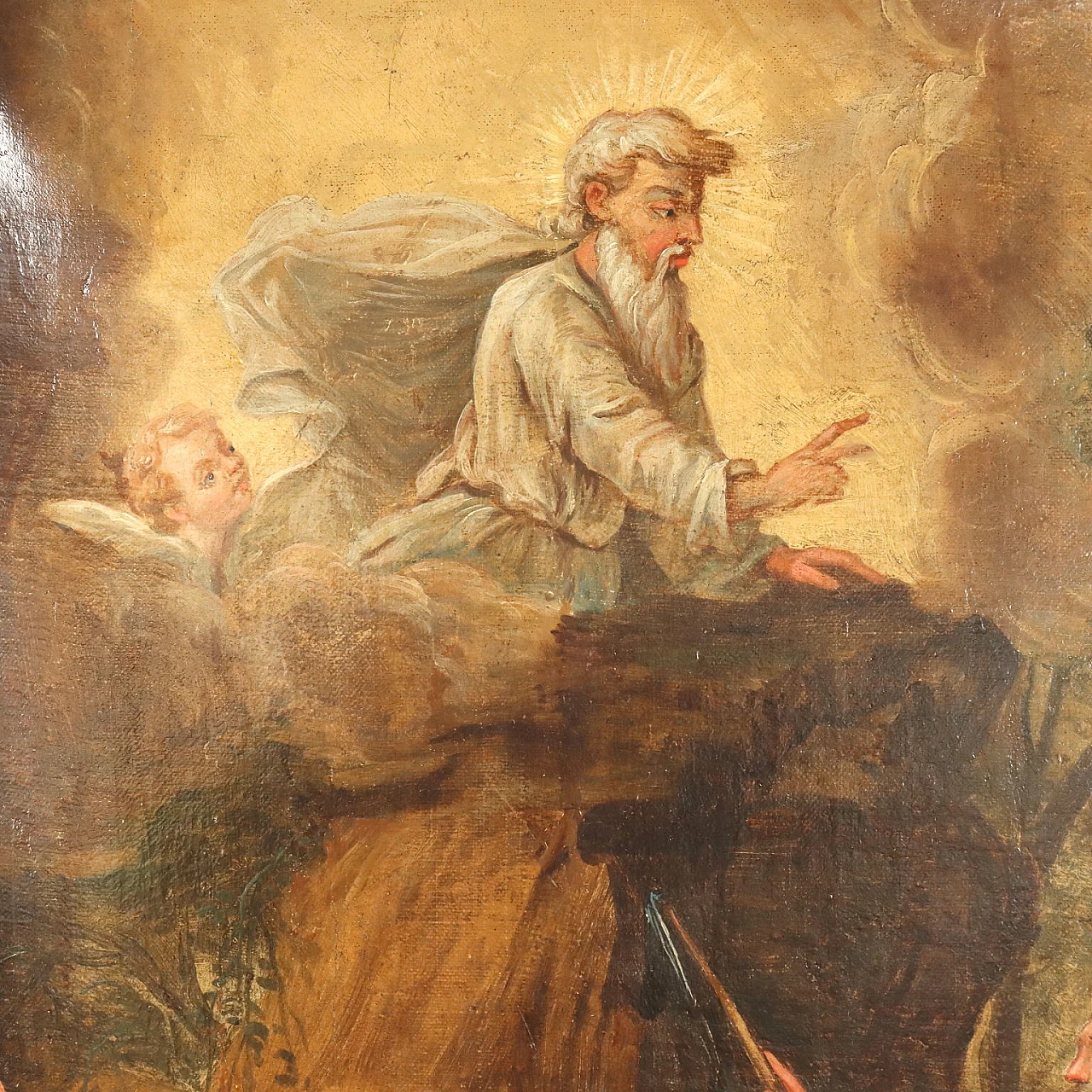 Mosè fa scaturire l'acqua dalla roccia, olio su tela, '700 6