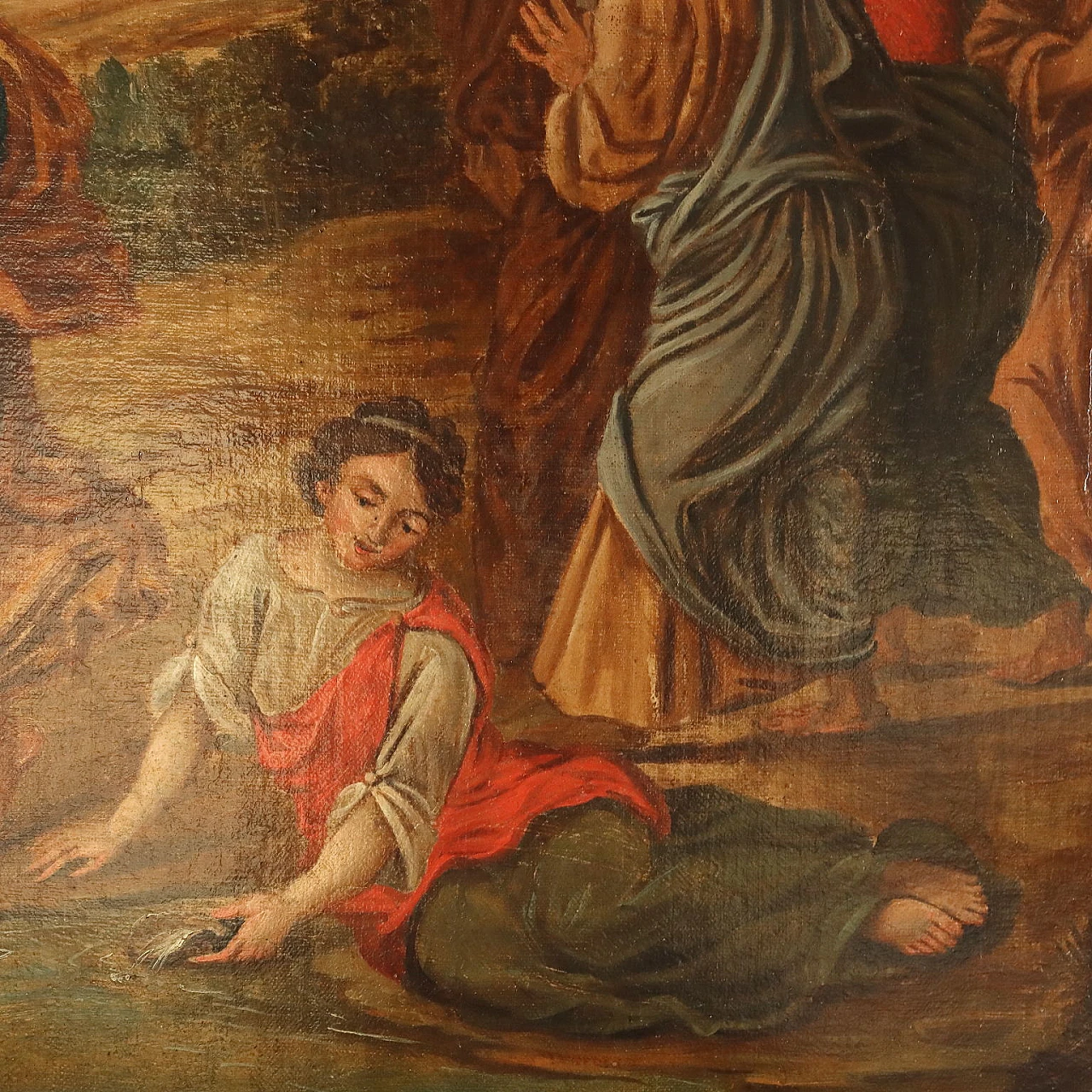 Mosè fa scaturire l'acqua dalla roccia, olio su tela, '700 7