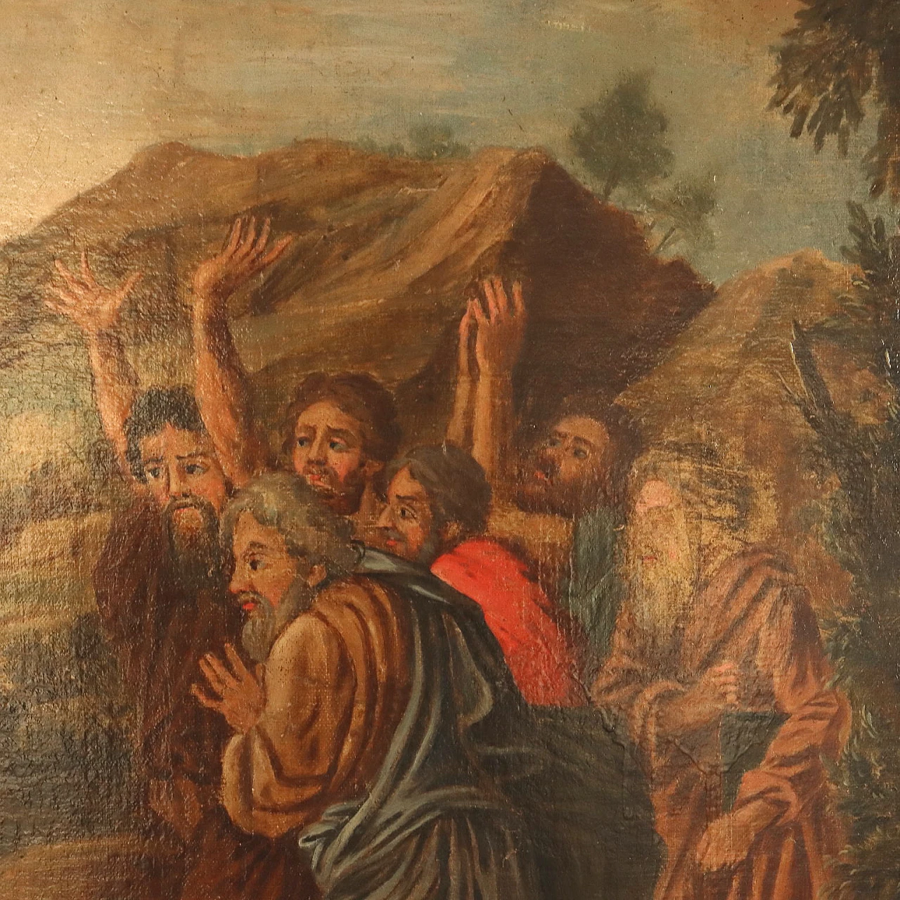 Mosè fa scaturire l'acqua dalla roccia, olio su tela, '700 8