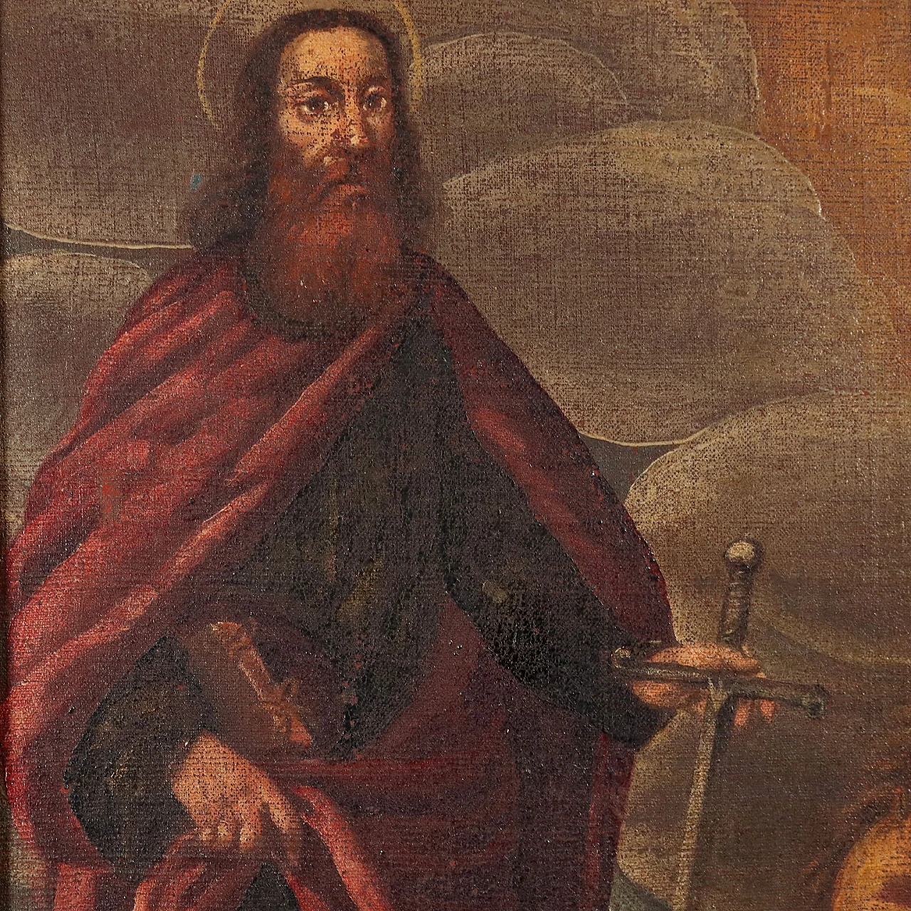 Crucifixion with Saints Paul, Magdalene and Bartholomew, oil painting on canvas, 17th century 5