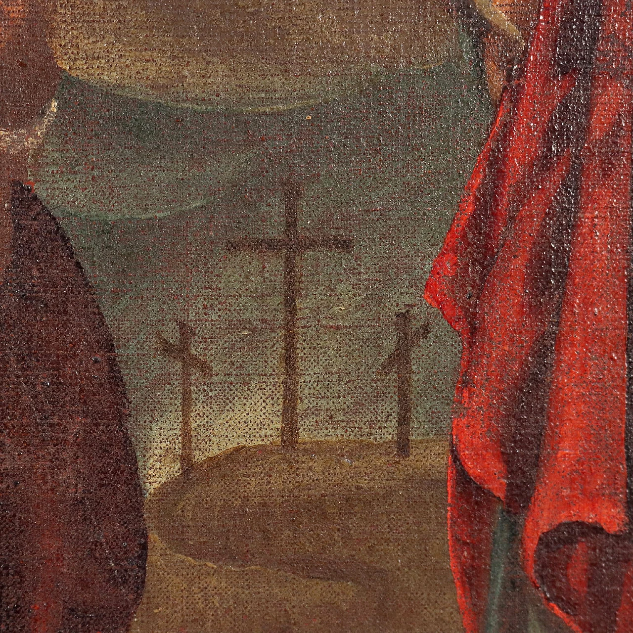 Crucifixion with Saints Paul, Magdalene and Bartholomew, oil painting on canvas, 17th century 7