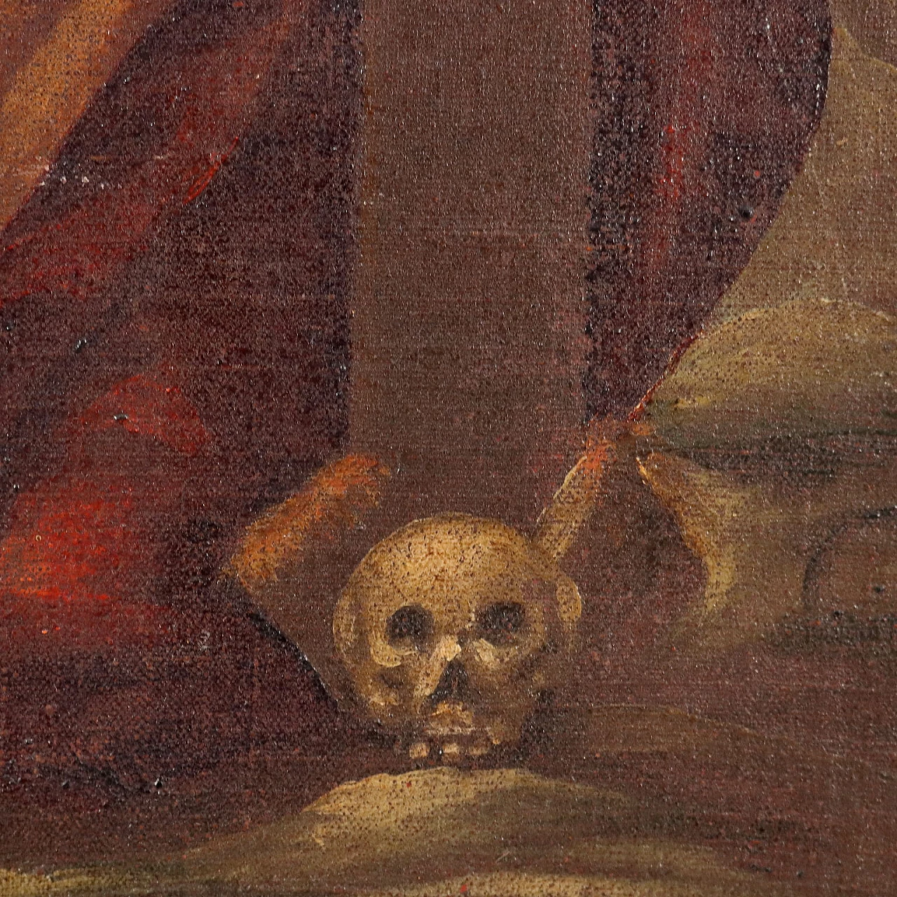 Crucifixion with Saints Paul, Magdalene and Bartholomew, oil painting on canvas, 17th century 8