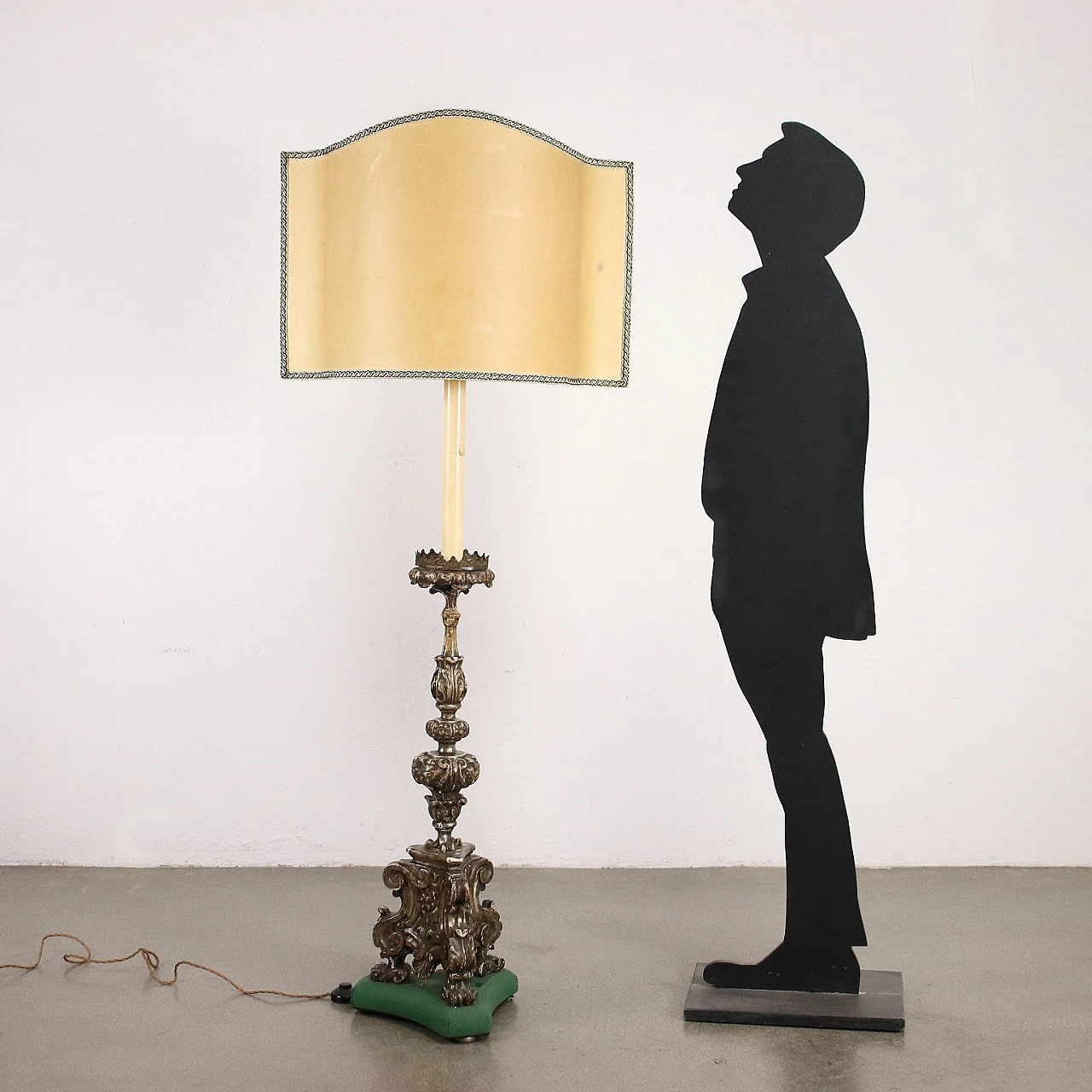 Silvered torch turned into a lamp, late 19th century 2