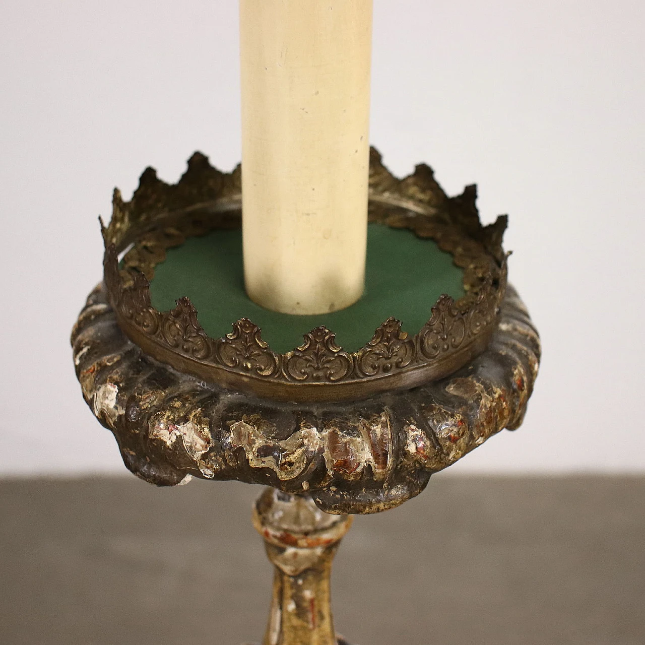 Silvered torch turned into a lamp, late 19th century 3