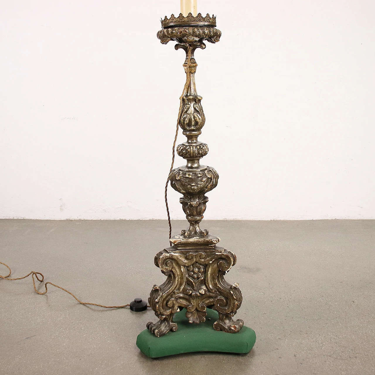 Silvered torch turned into a lamp, late 19th century 9