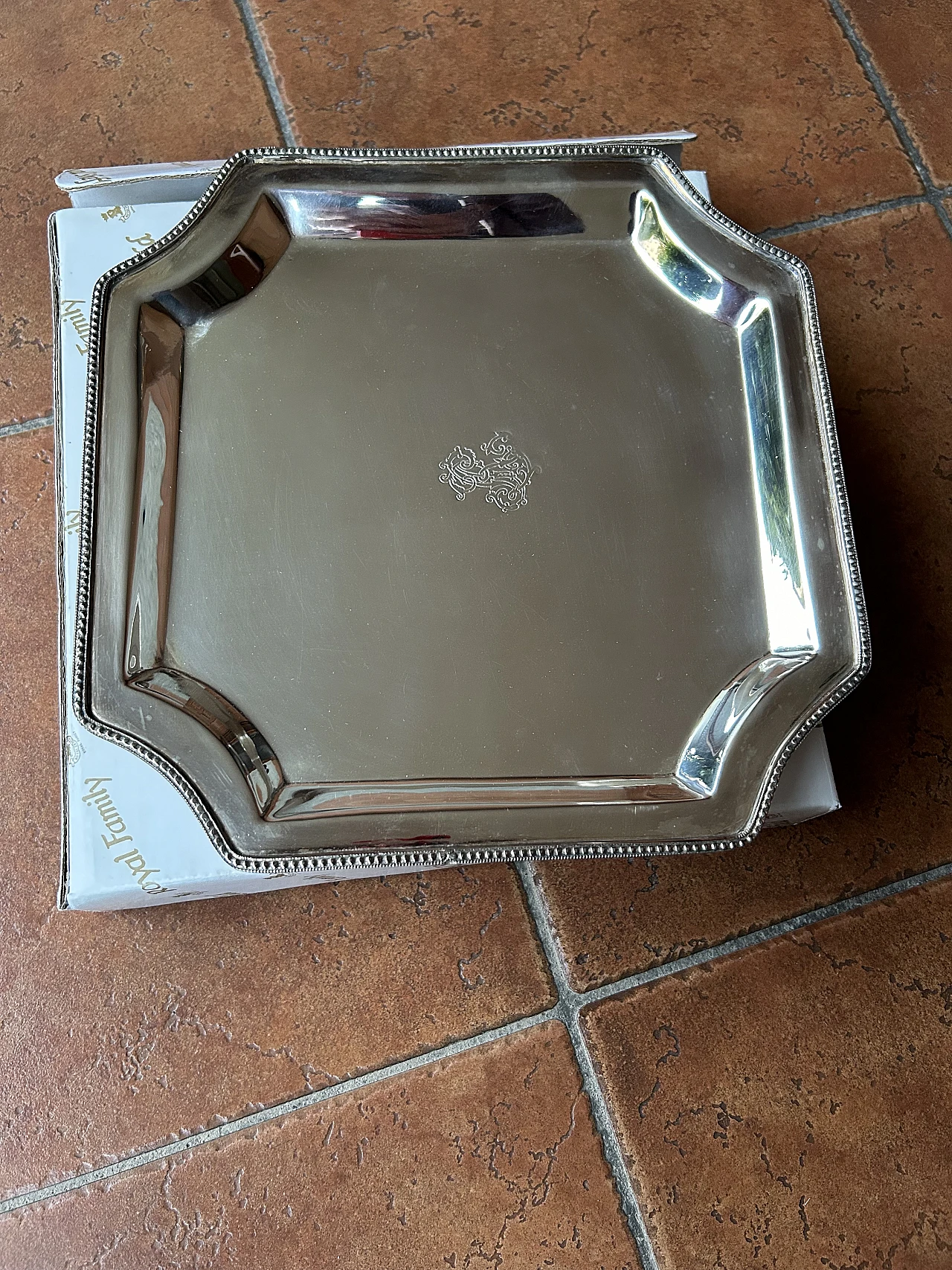 Sheffield silver square tray, 1980s 1