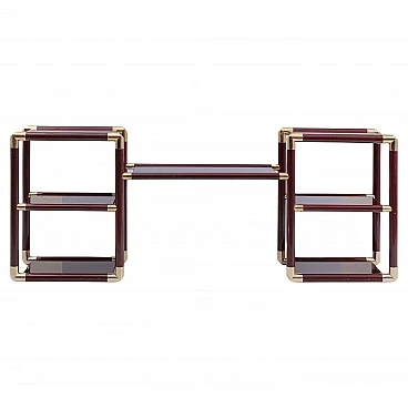 Brass and lacquered wood console table in Tommaso Barbi-style, 1970s