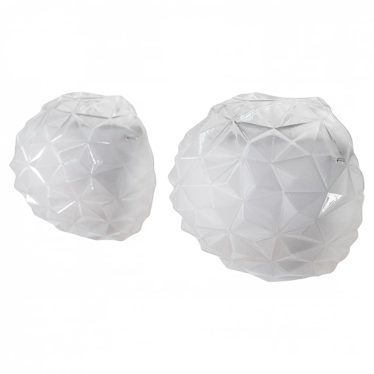 Coppia di applique in metallo cromato e vetro di Murano, anni '80 1