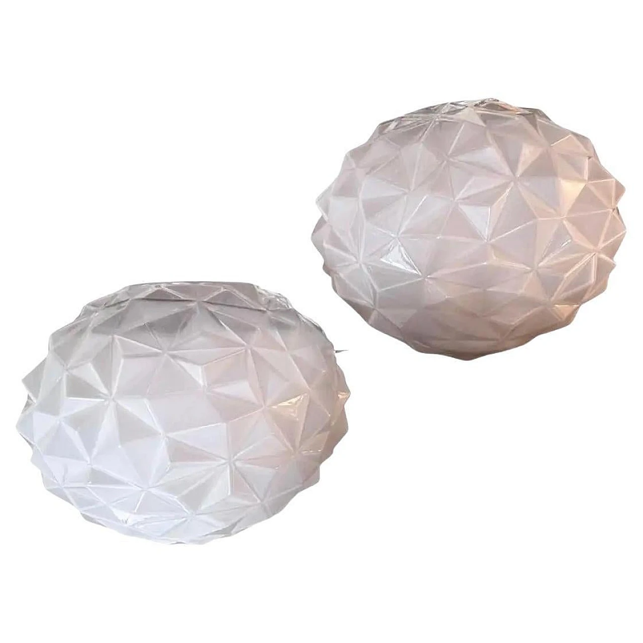 Coppia di applique in metallo cromato e vetro di Murano, anni '80 2