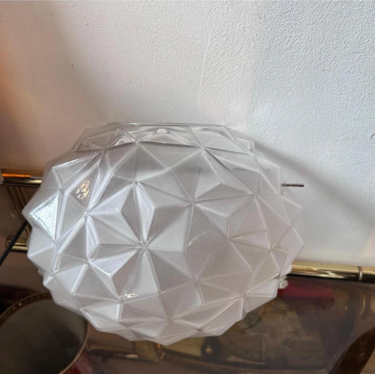 Coppia di applique in metallo cromato e vetro di Murano, anni '80 4