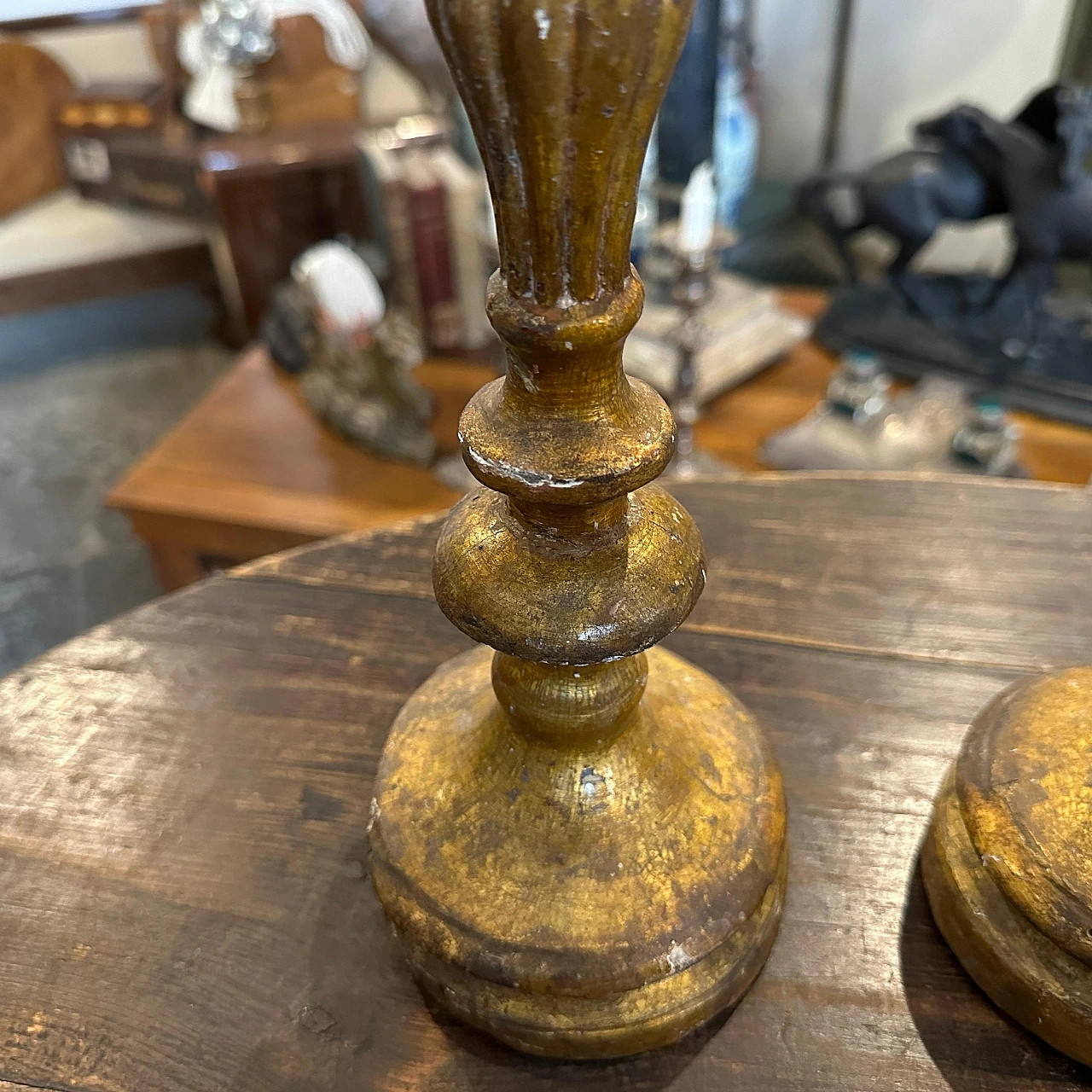Pair of gilded wooden torch holders in Empire style, 19th century 10