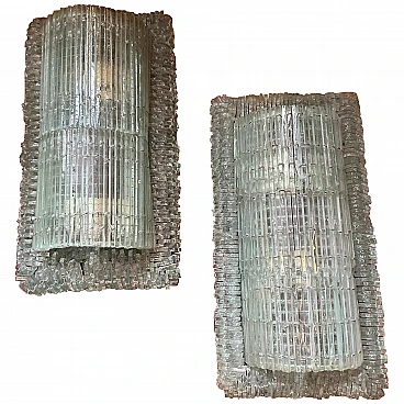 Pair of wall lamps in Murano glass by Poliarte, 1950s