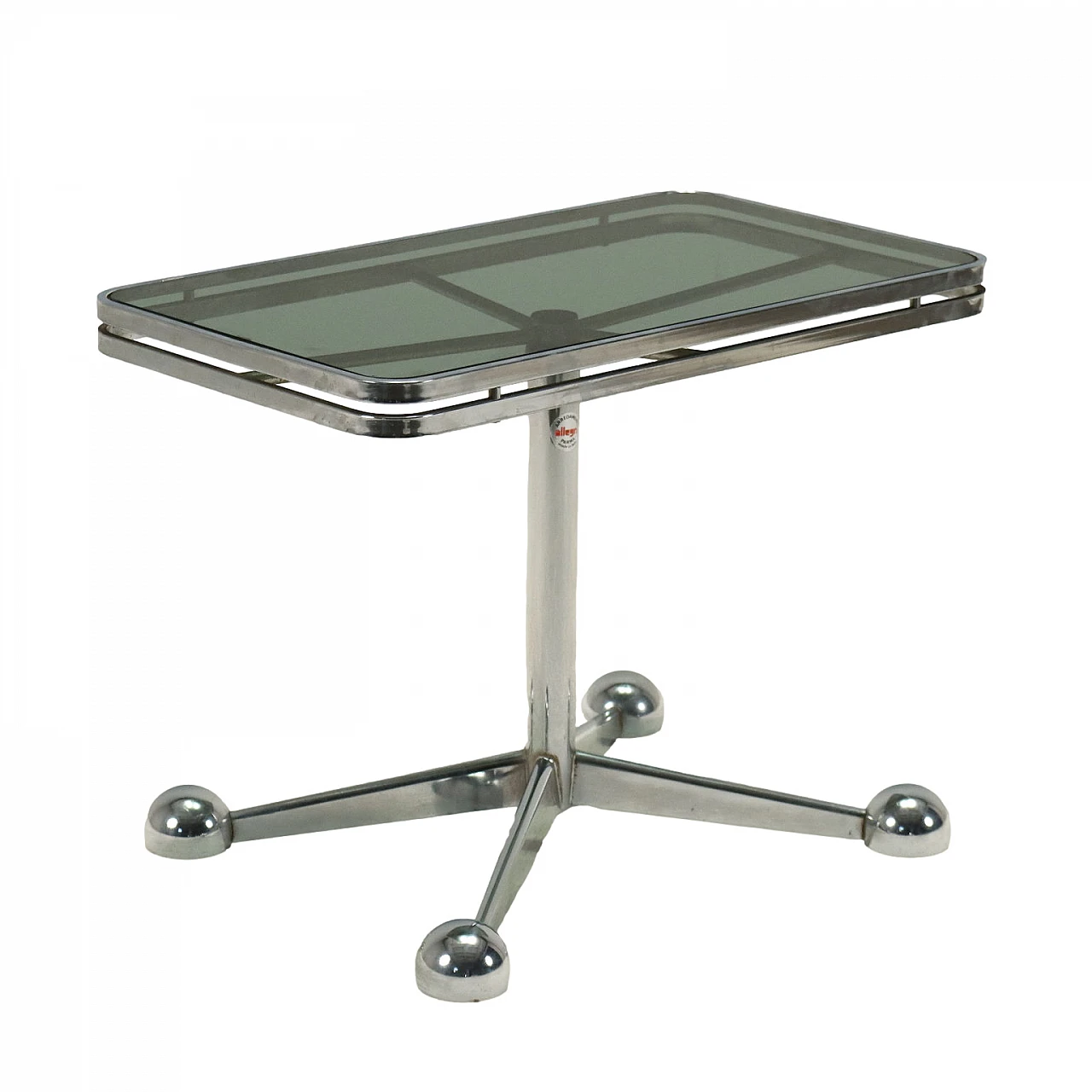 Space Age coffee table with chrome-plated metal frame and smoked glass top by Allegri Arredamenti Parma, 1970s 1