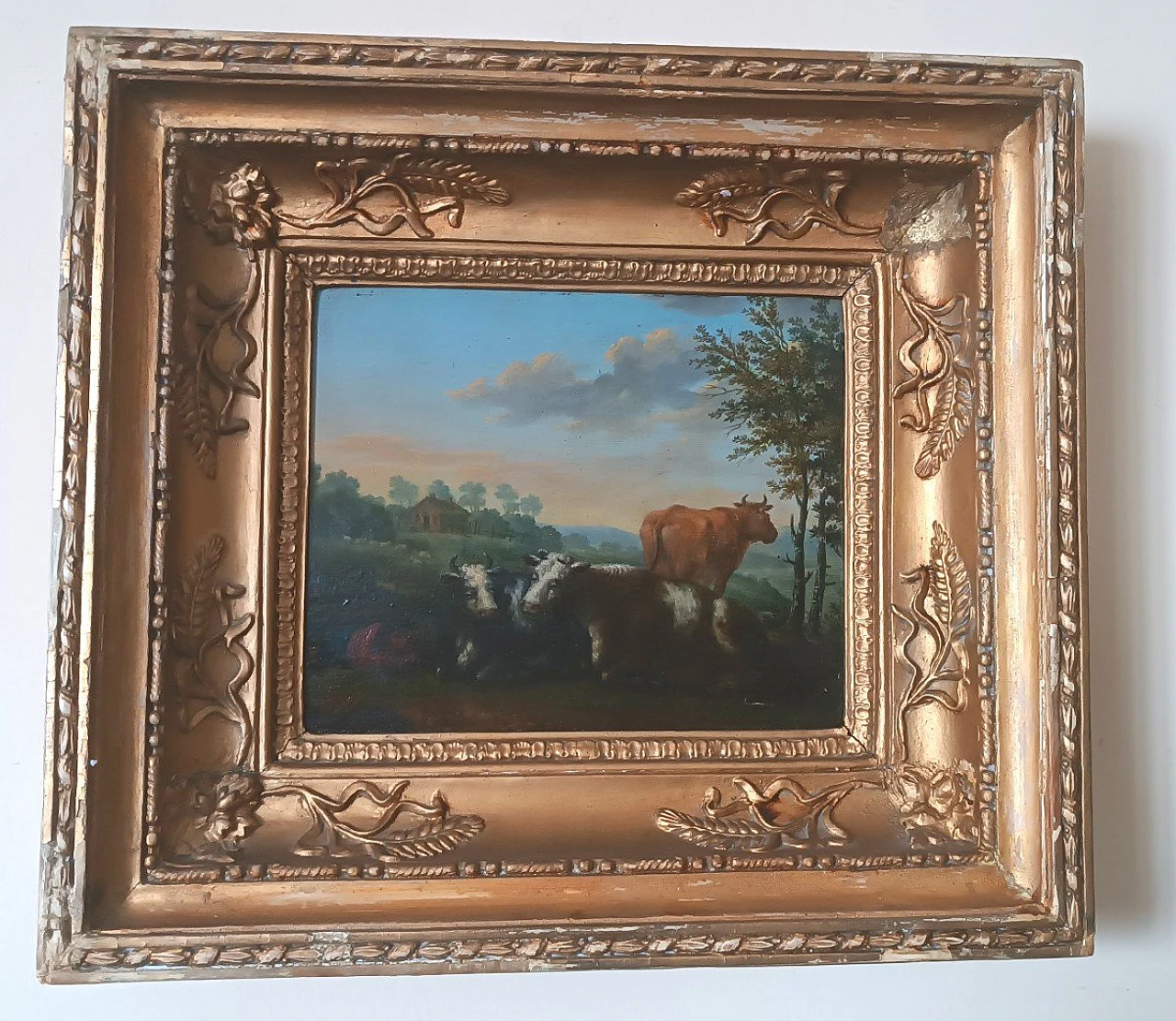 Bucolic scene, oil painting on panel, second half of the 18th century 1