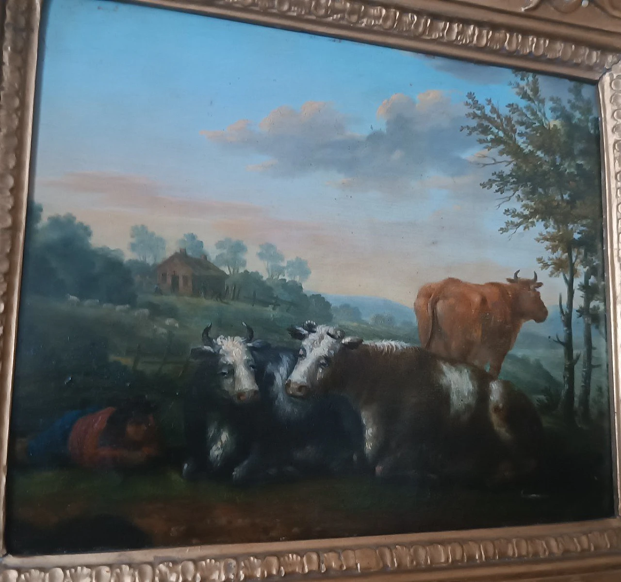 Bucolic scene, oil painting on panel, second half of the 18th century 10