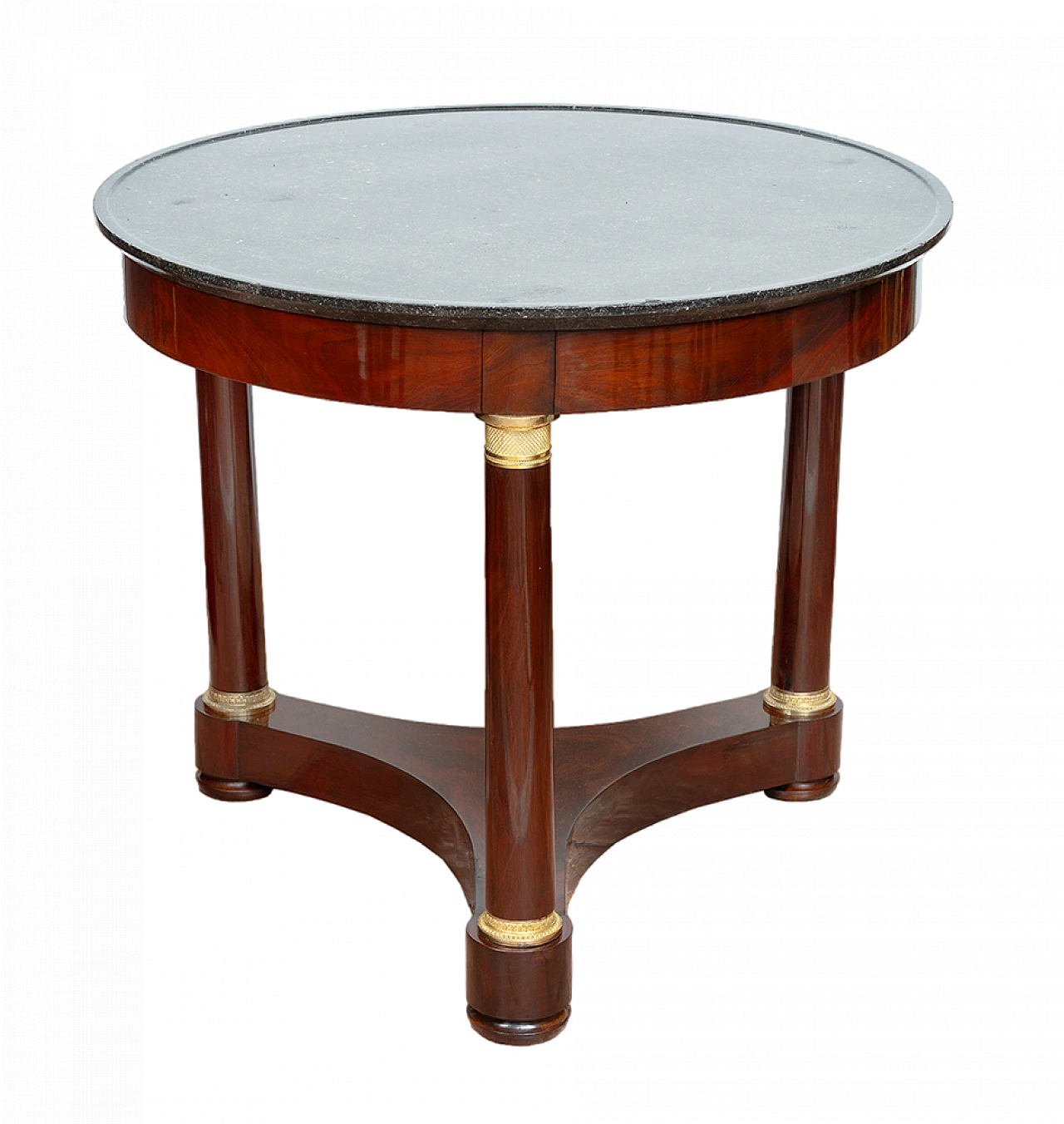 Tavolino Impero in piuma di mogano con piano in marmo, '800 4