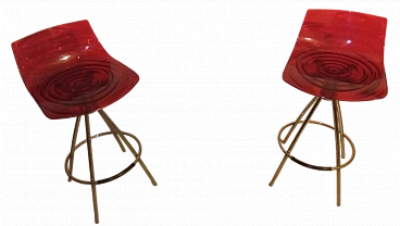 Pair of Ice red stools by Calligaris, 2000s