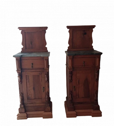 Pair of light walnut bedside tables, early 19th century