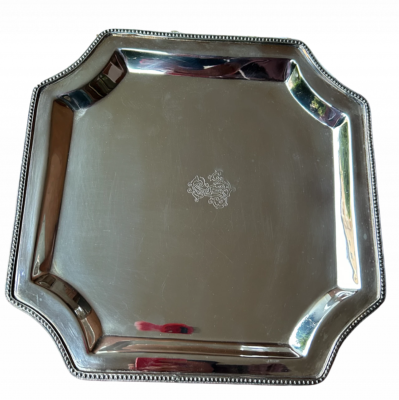 Sheffield silver square tray, 1980s 5