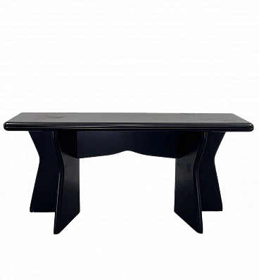 Tavolo consolle allungabile in legno laccato nero, anni '80