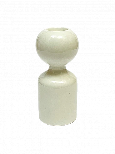 Candelabro bianco in ceramica di L. Beckmann per Gabbianelli, anni '60