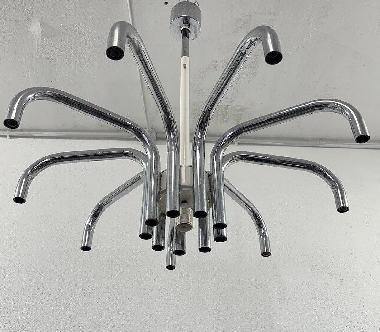 Steel chandelier by Angelo Brotto for Esperia 5