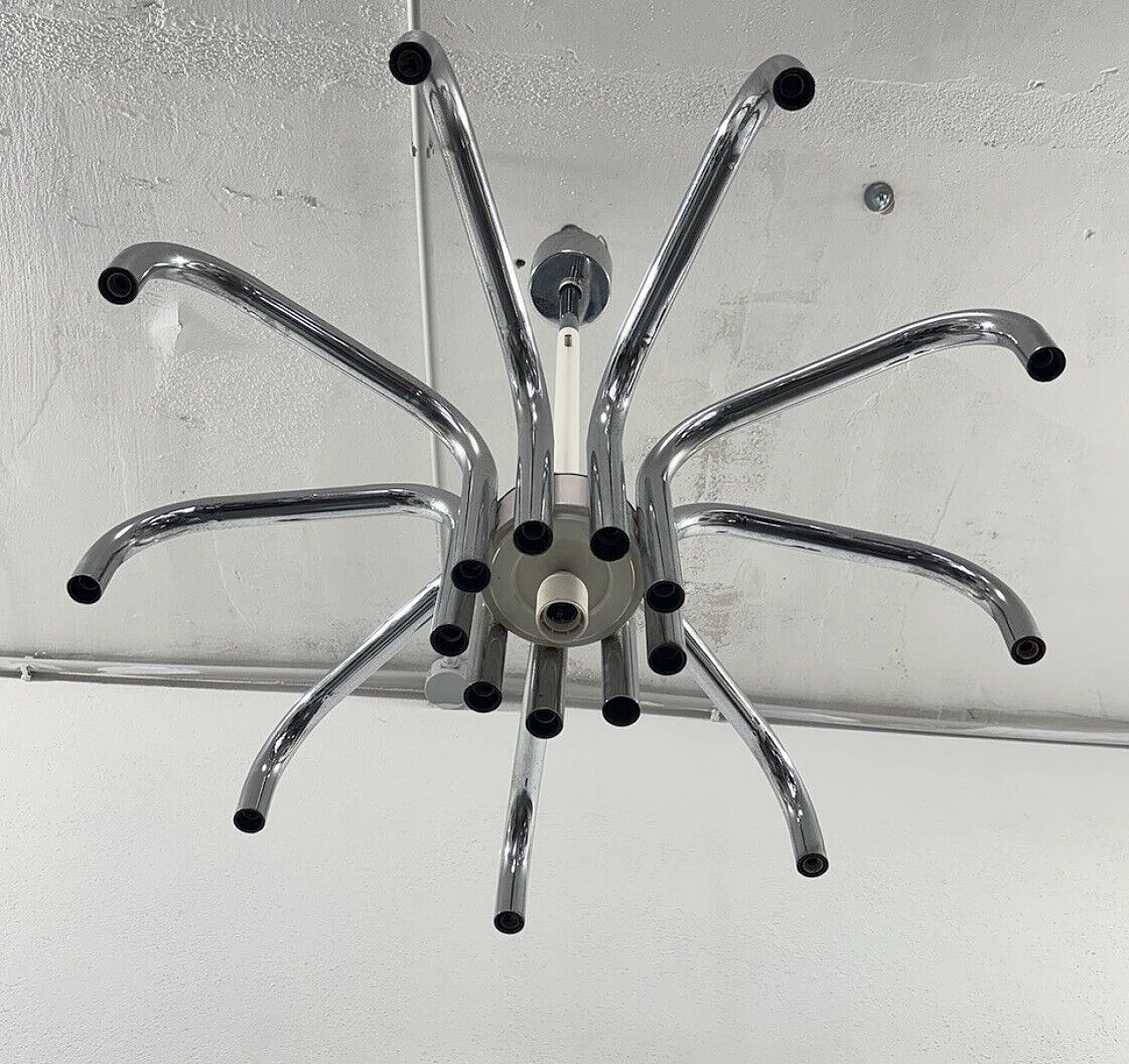 Steel chandelier by Angelo Brotto for Esperia 6