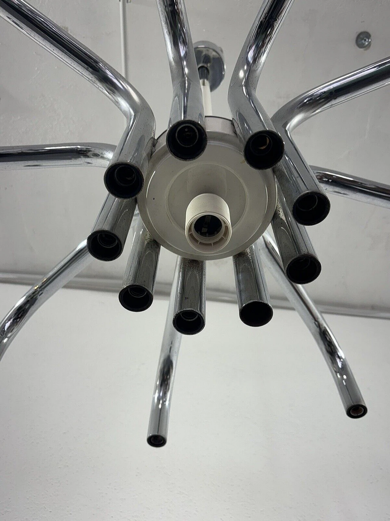 Steel chandelier by Angelo Brotto for Esperia 7