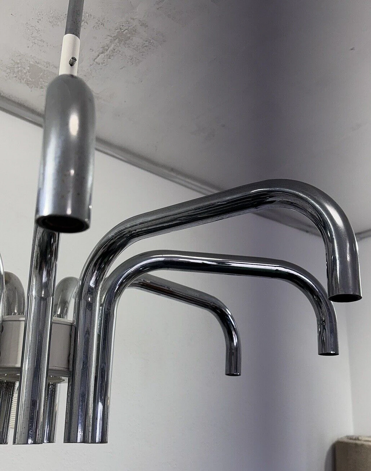 Steel chandelier by Angelo Brotto for Esperia 8