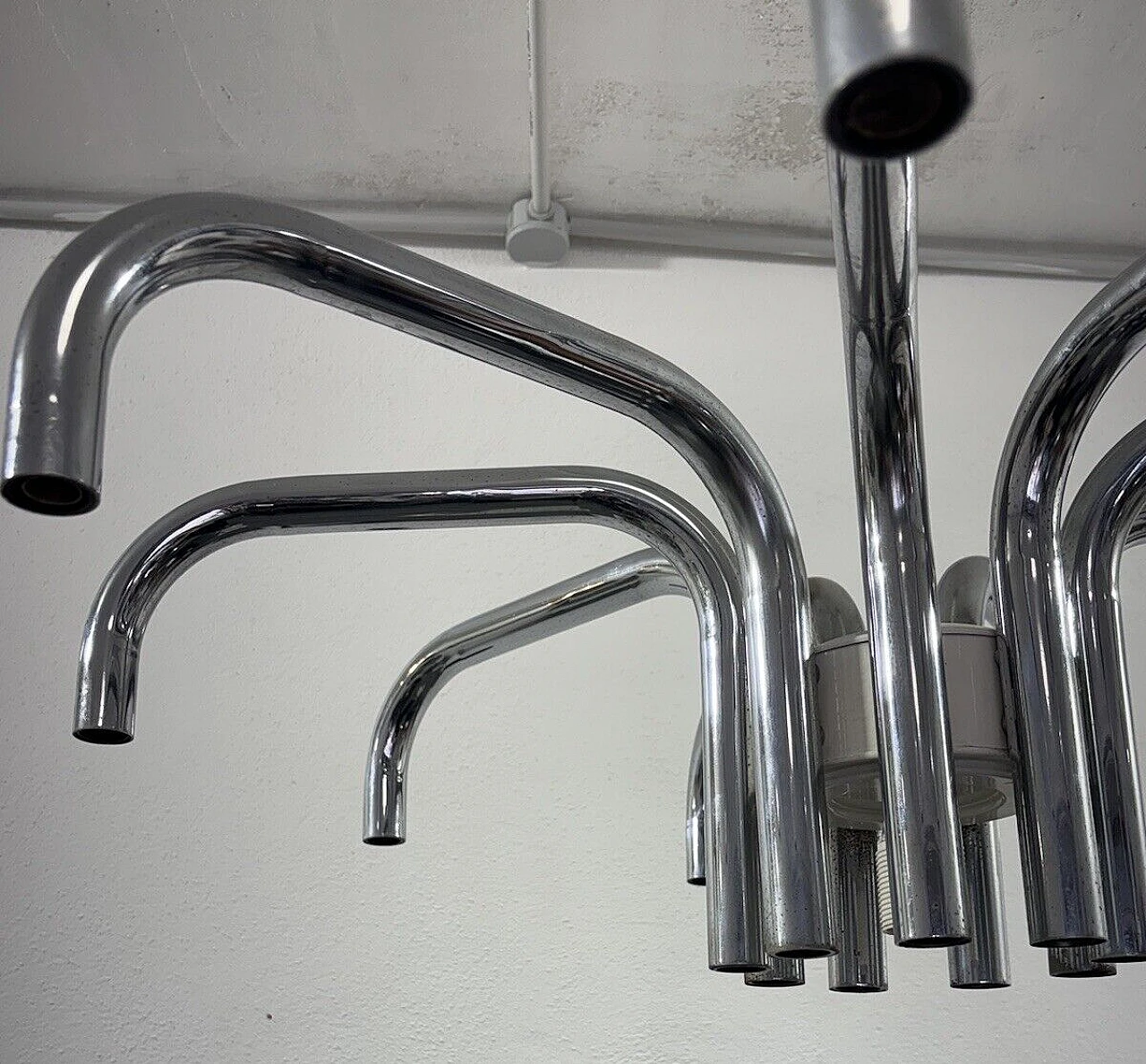 Steel chandelier by Angelo Brotto for Esperia 9