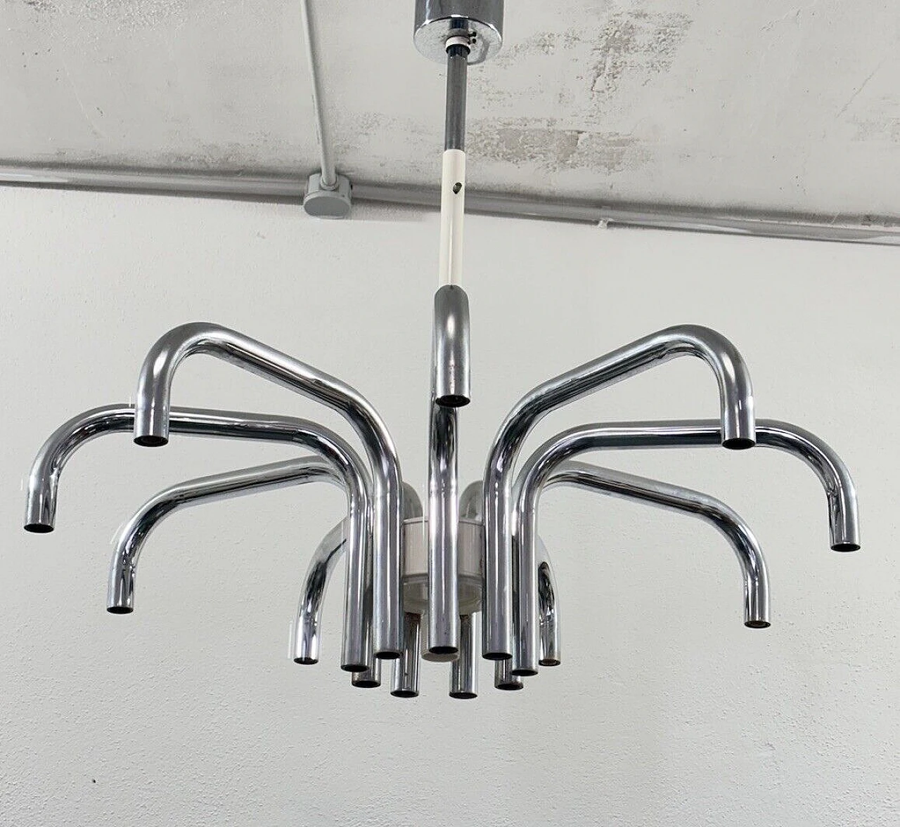 Steel chandelier by Angelo Brotto for Esperia 11