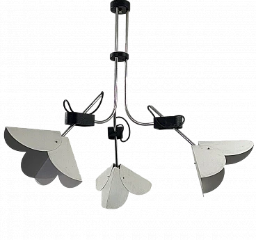 Steel and enameled metal chandelier by Joe Colombo for Stilnovo