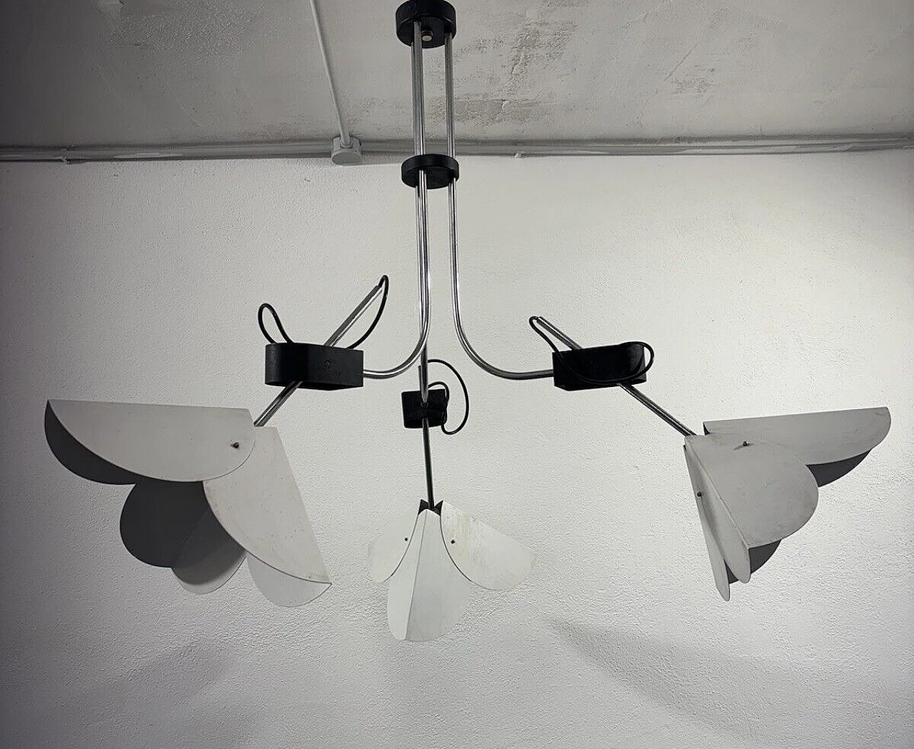 Steel and enameled metal chandelier by Joe Colombo for Stilnovo 10