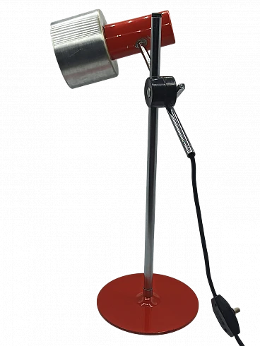 Adjustable table lamp in red metal & aluminum by Stilnovo, 1960s