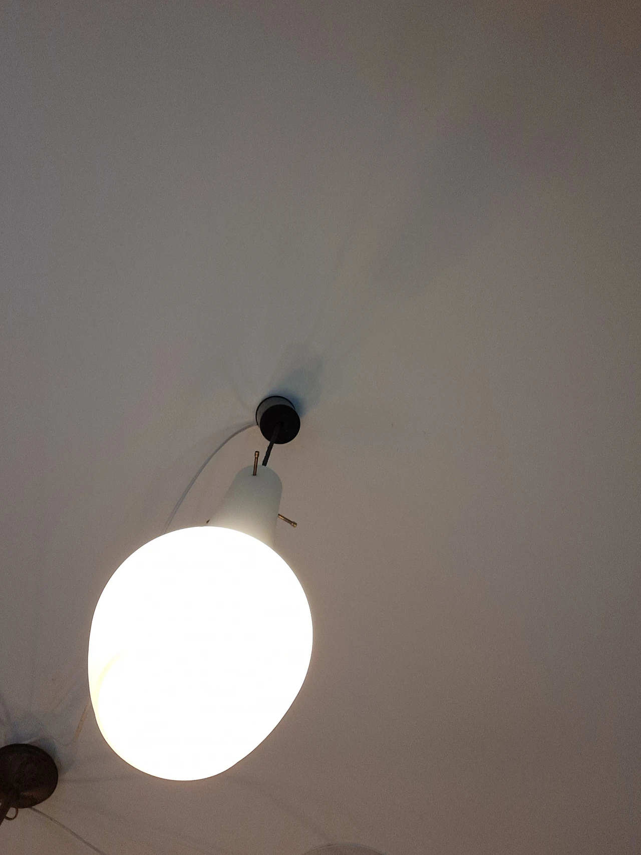 Ceiling lamp in white opaline with black stripes design, 1950s 3