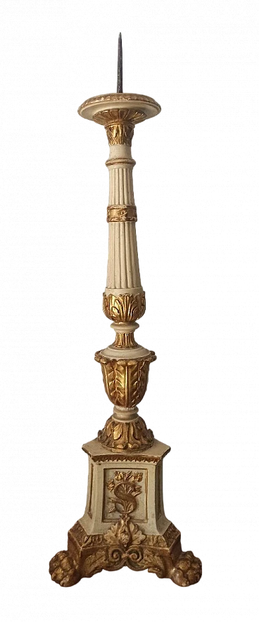Tuscan lacquered and gilded wood candlestick, late 18th century