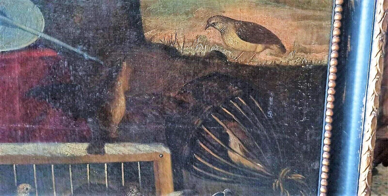 Caccia agli uccelli, dipinto a olio su tela, inizio '700 4