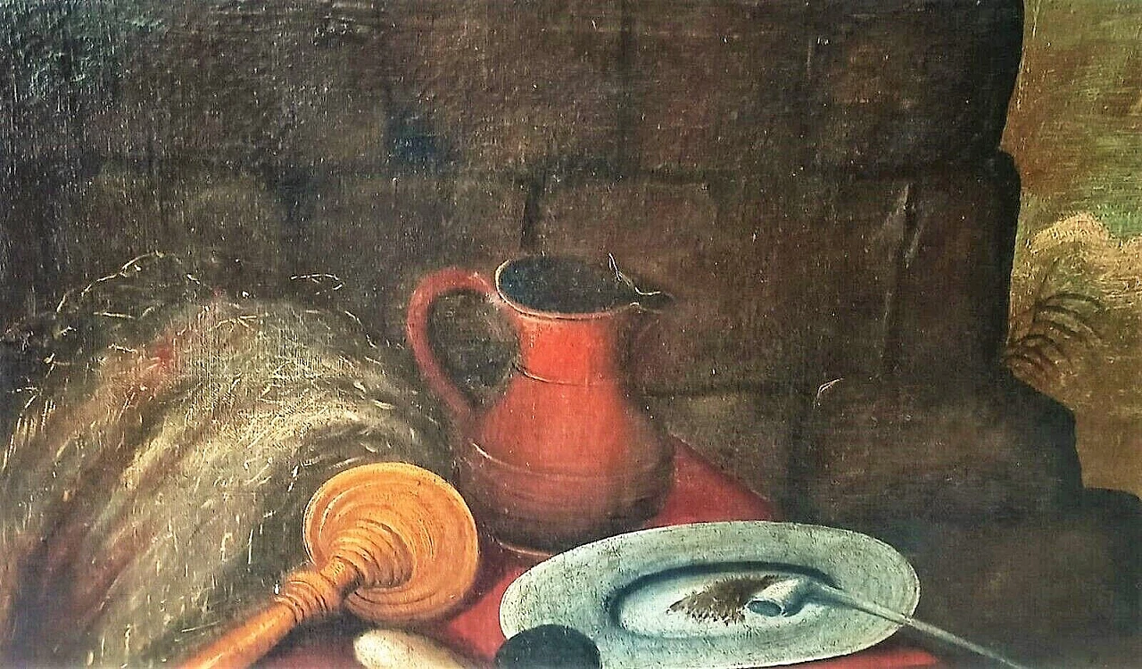 Caccia agli uccelli, dipinto a olio su tela, inizio '700 5