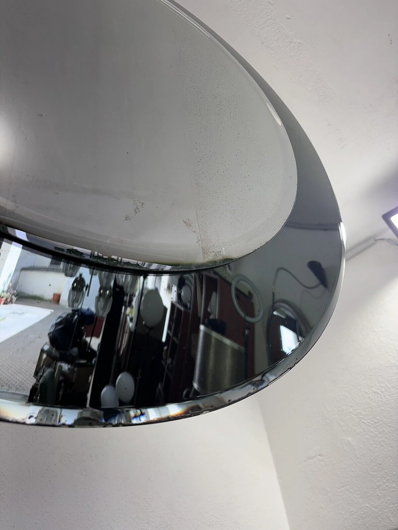 Round smoked and transparent glass mirror by Fontana Arte, 1970s 8