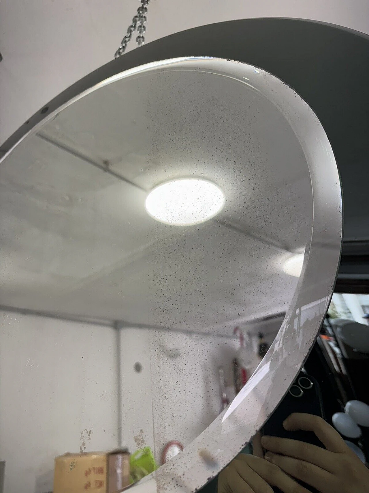 Round smoked and transparent glass mirror by Fontana Arte, 1970s 10